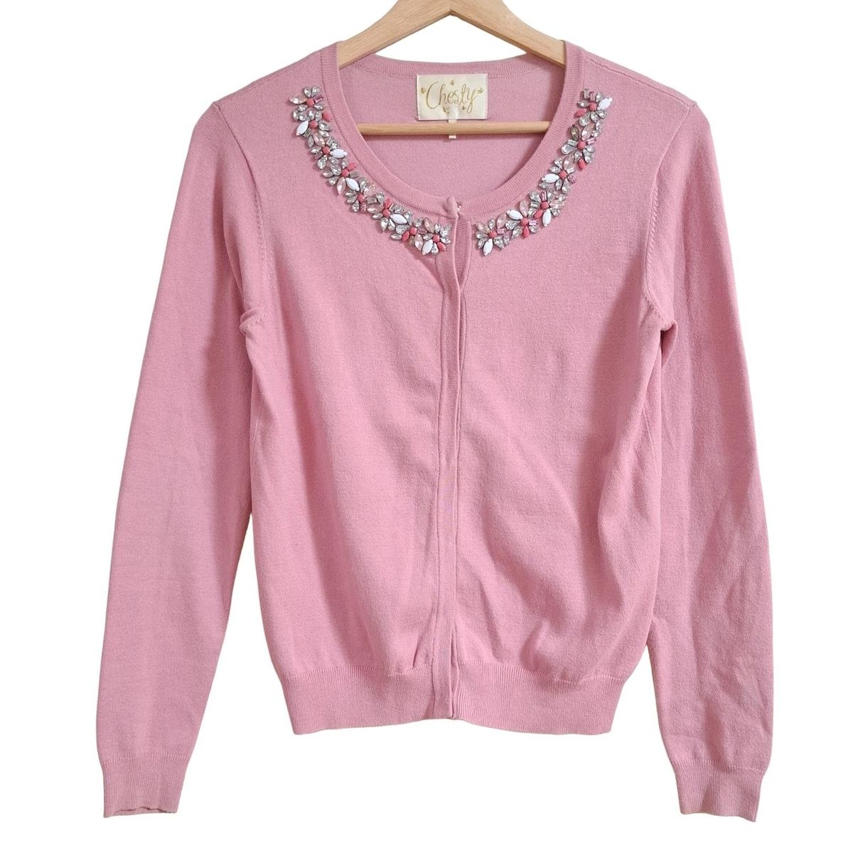 Chesty(チェスティ) カーディガン サイズF レディース - ピンク×白
