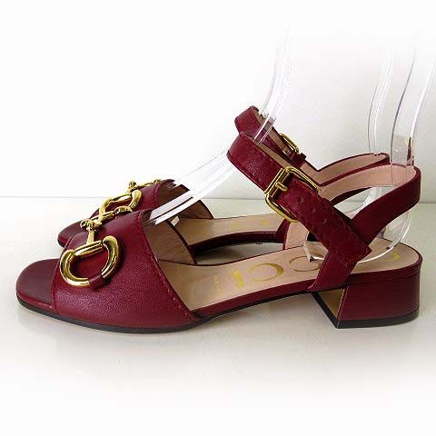 グッチ GUCCI サンダル ホースビット アンクルストラップ 本革 レザー