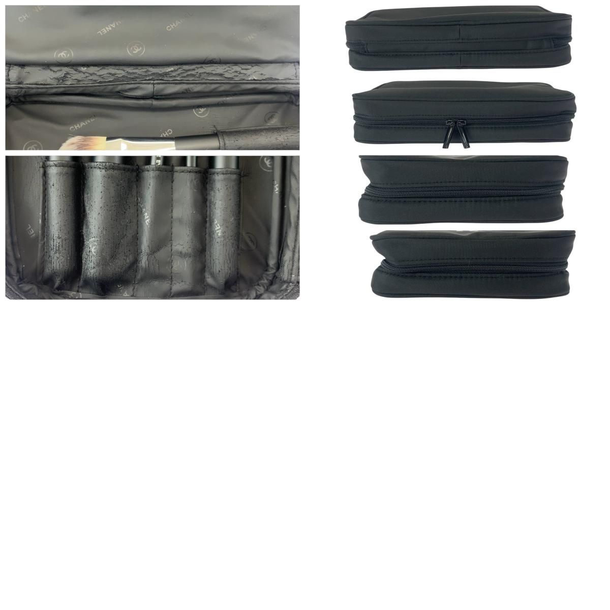 CHANEL シャネル 筆未使用 ブラック ホワイト ナイロン ポーチ 化粧