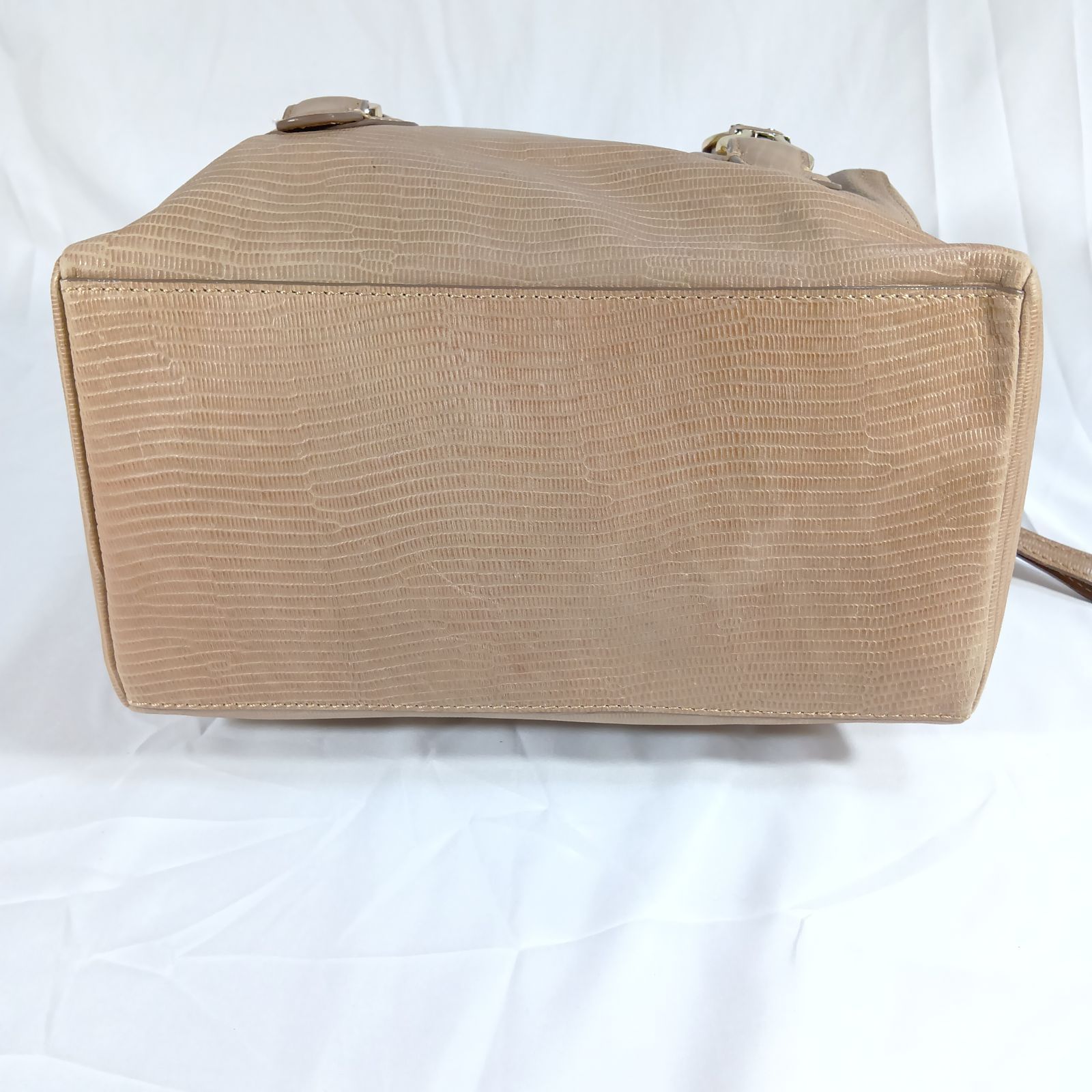 良品】コールハーン レザー ハンドバッグ ミニボストン ベージュ 型