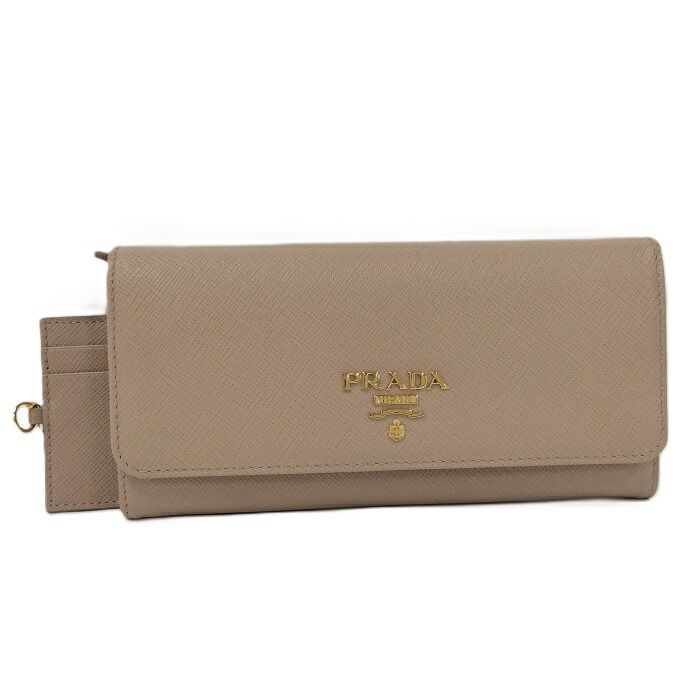 PRADA 二つ折り長財布 サフィアーノレザー ベージュ 1MH132 - メルカリ