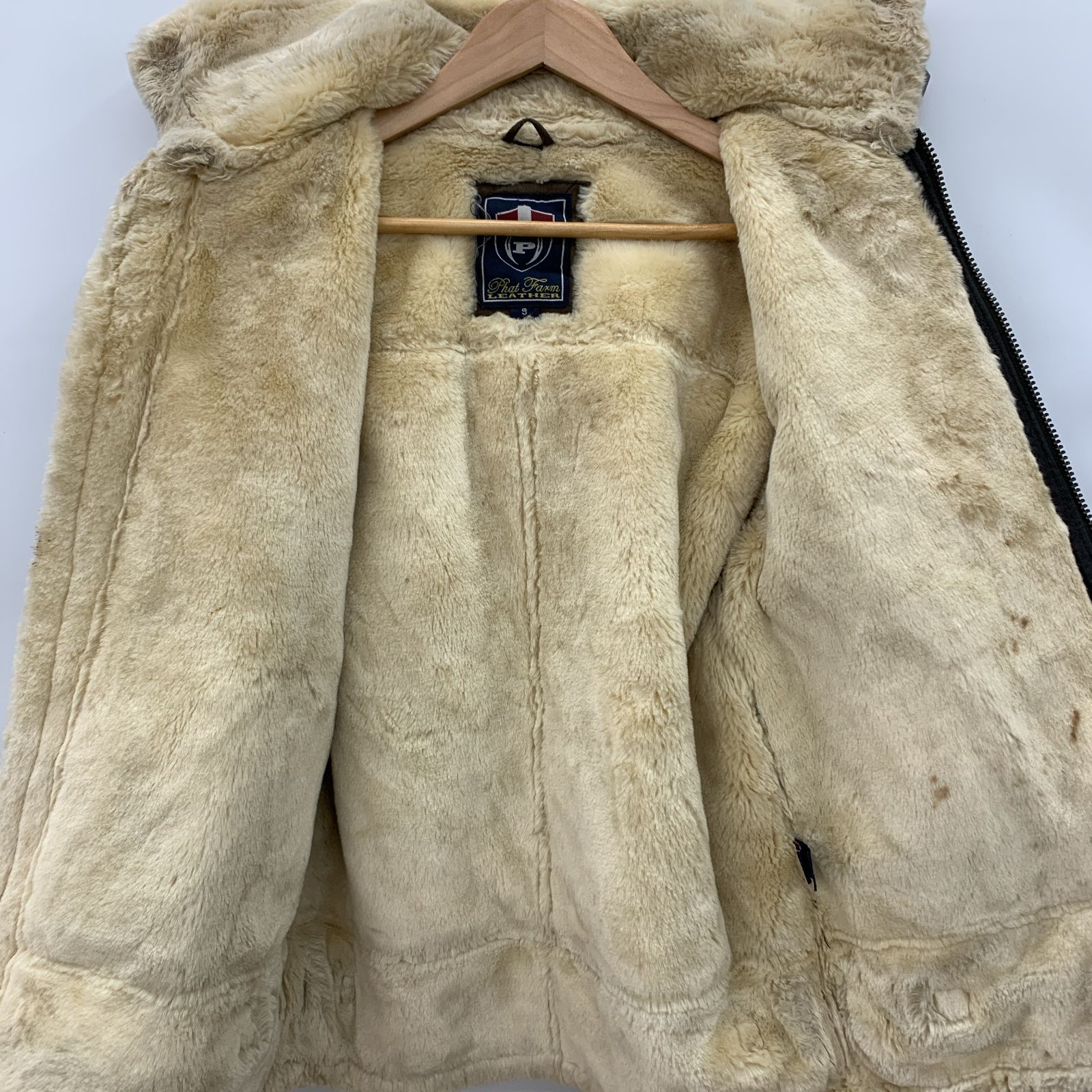 phat farm ファットファーム　ムートンジャケット　b-3 レザー　レア PhatFarm ファットファーム B-3 ムートンジャケット Sサイズ ブラウン