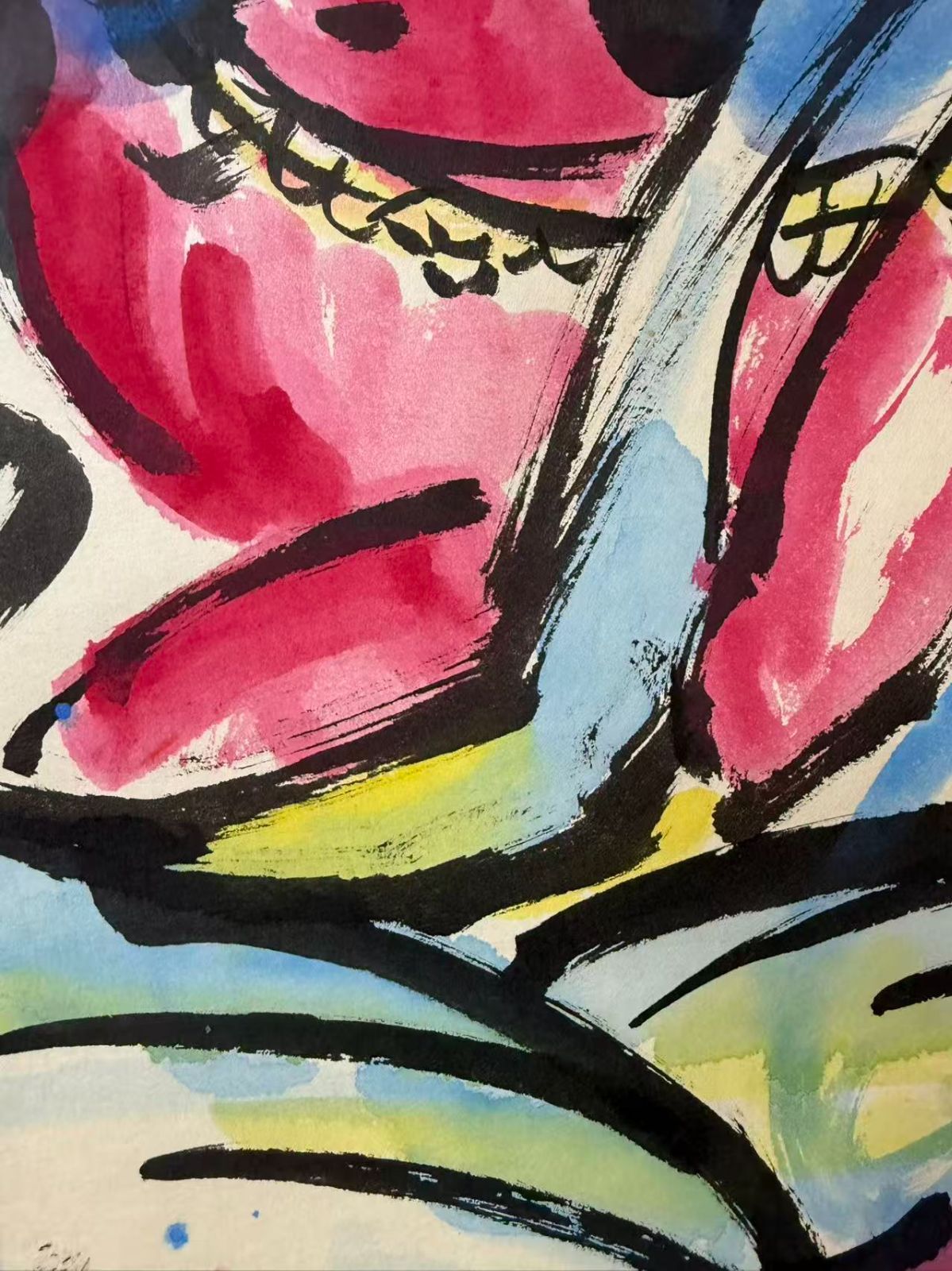 【真作】　BK276　日展作家　辻志郎　鬼　額高さ118㎝　紙本　棟方志功に師事 真作】 BK276 日展作家 辻志郎 鬼 額高さ118㎝ 紙本