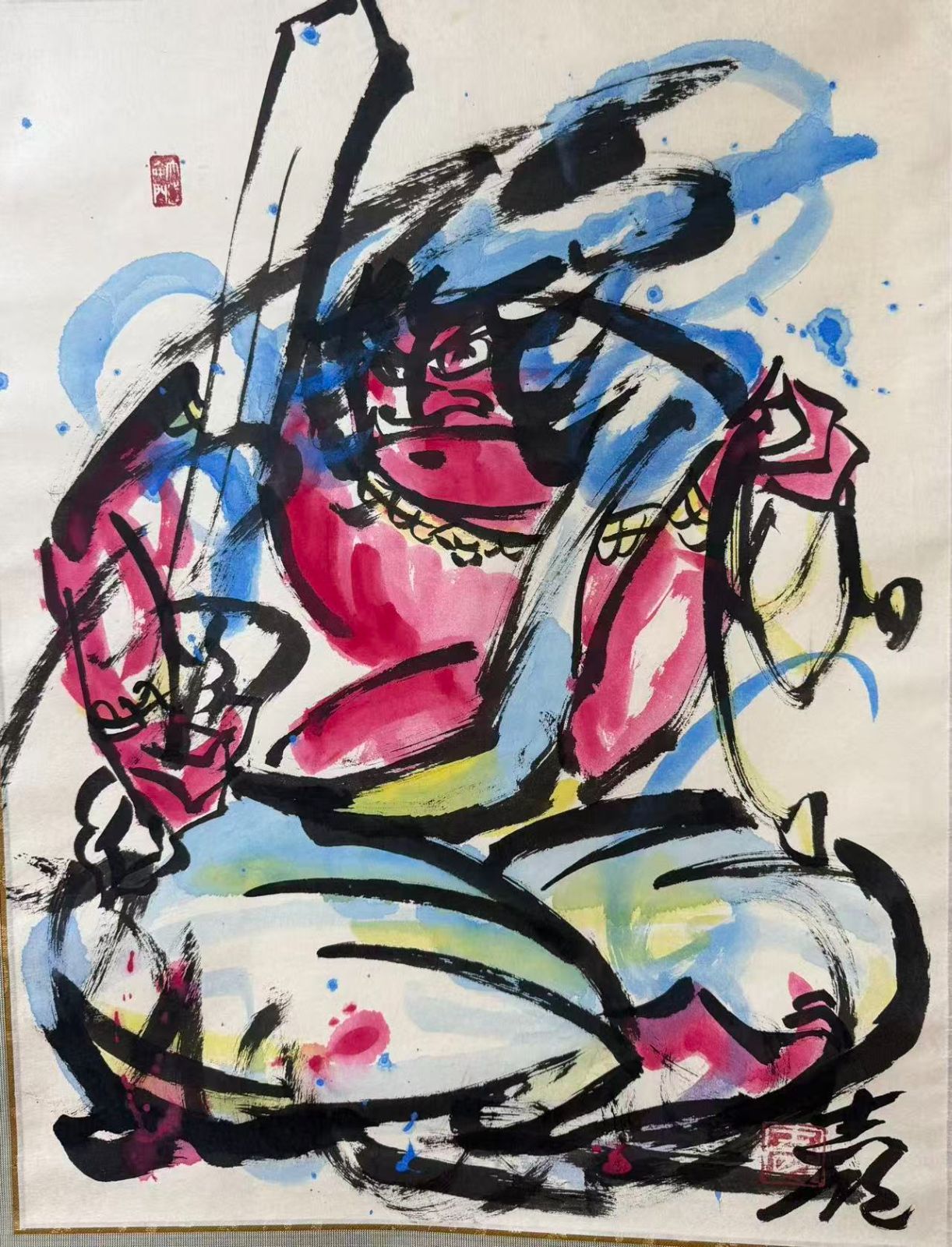 真作保証◇辻志郎「不動明王」紙本 掛け軸 木箱 略歴付 日本画 師