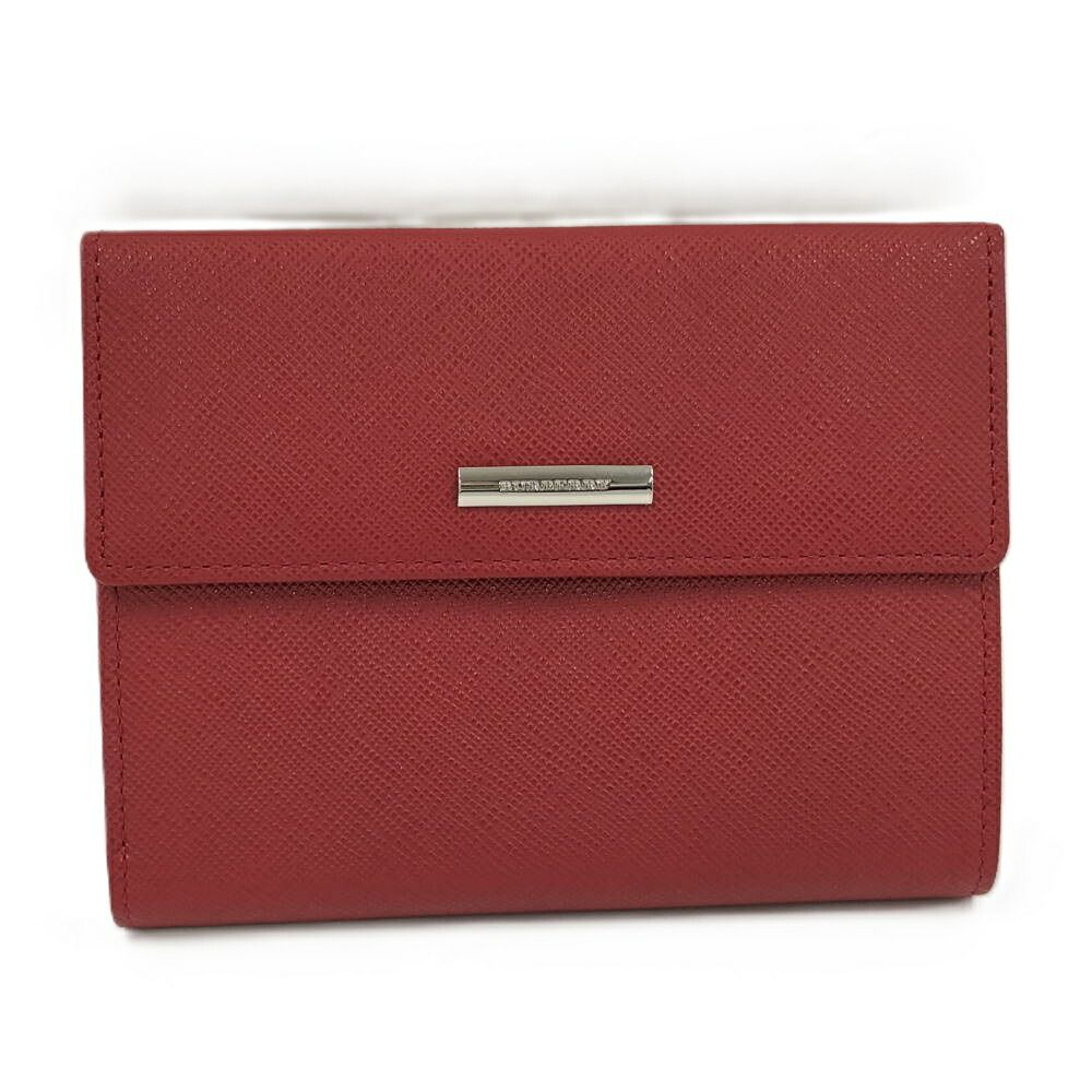 BURBERRY 三つ折り財布 がま口 レザー レッド - メルカリ