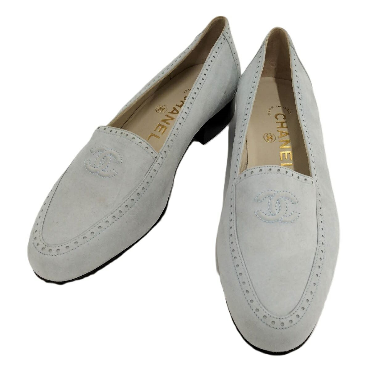 CHANEL ローファー ココマーク スエード 表記サイズ36 ライトブルー