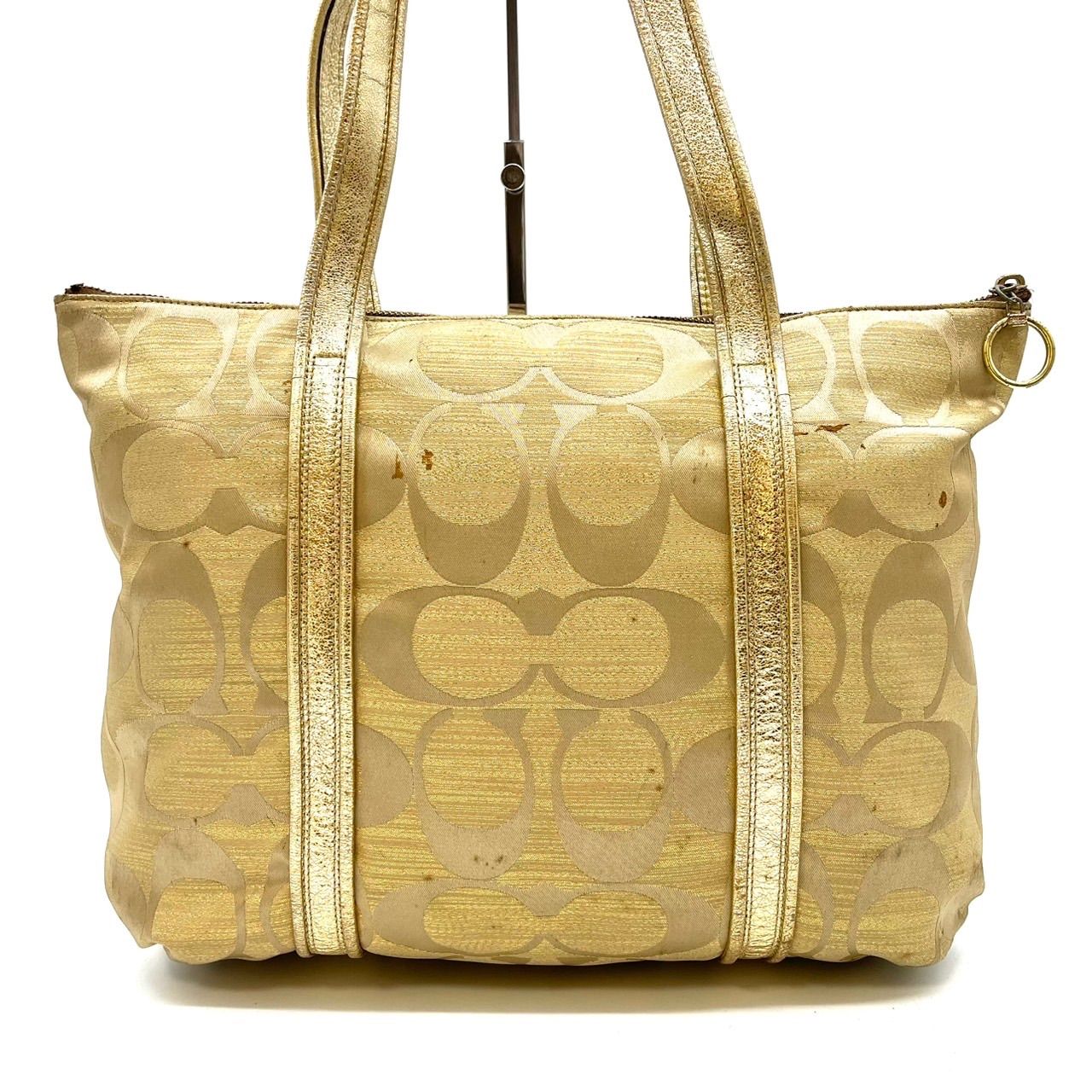 ✨良品✨ COACH POPPY signature canvas leather gold yellow charm