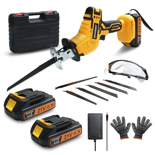 レシプロソー 電動ノコギリ バッテリ 電動工具 ノコギリ 無段変速 一台多役 電動カッター 充電式レシプロソー 小型 軽量 家庭用 YELLOW B m 305 ed 31