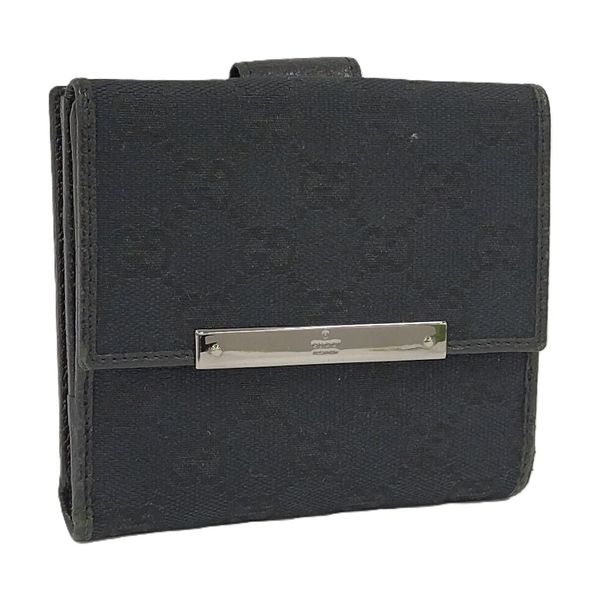GUCCI ブラック　キャンパス　二つ折り財布 GUCCI 二つ折り財布 キャンバス ブラック 112664 - メルカリ