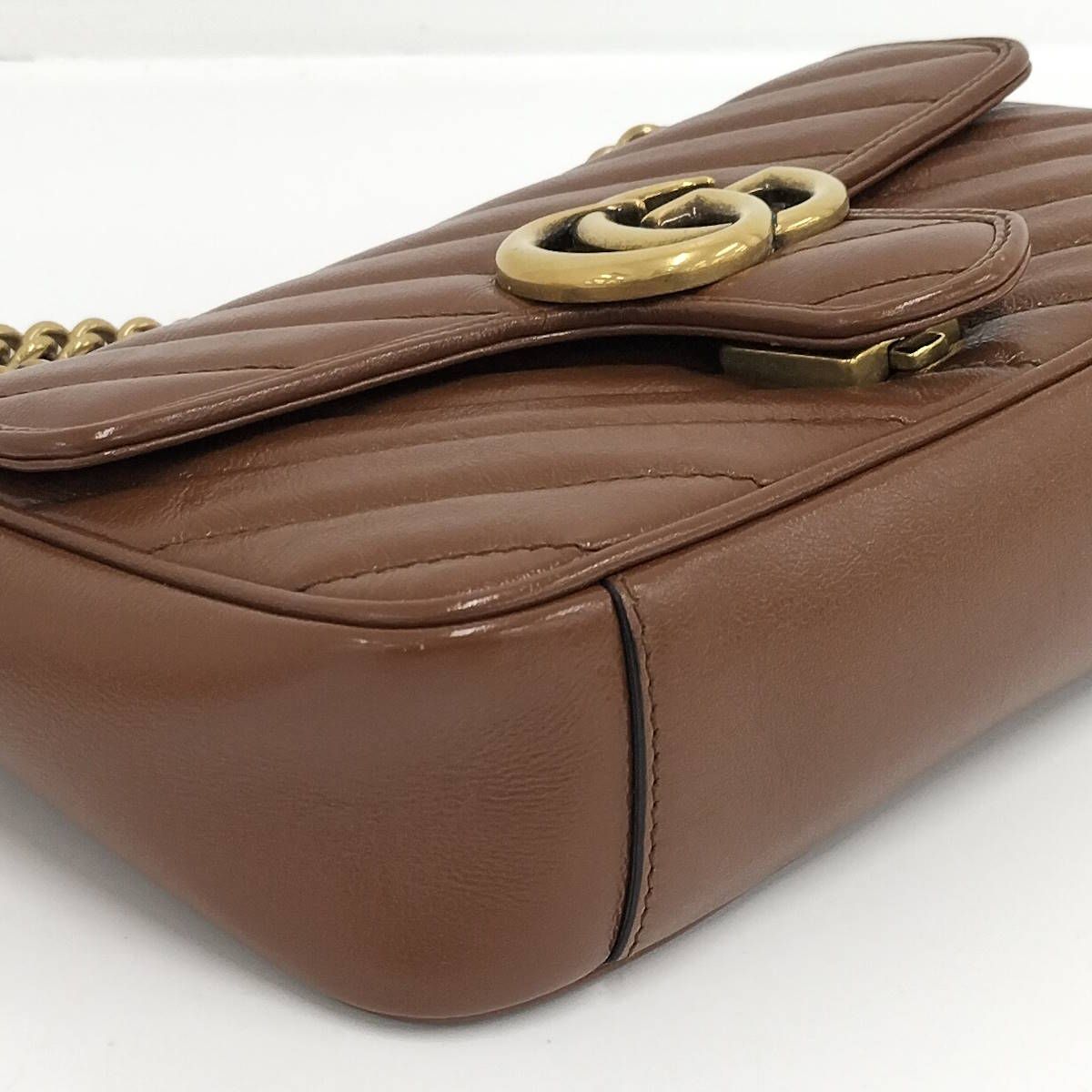 GUCCI GGマーモント ショルダーバッグ レザー ブラウン 446744 - メルカリ