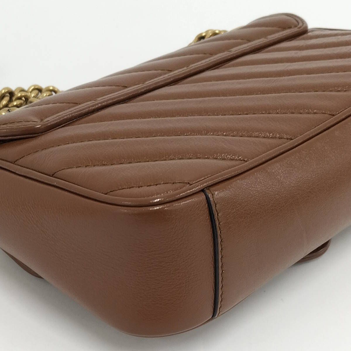 GUCCI GGマーモント ショルダーバッグ レザー ブラウン 446744 - メルカリ