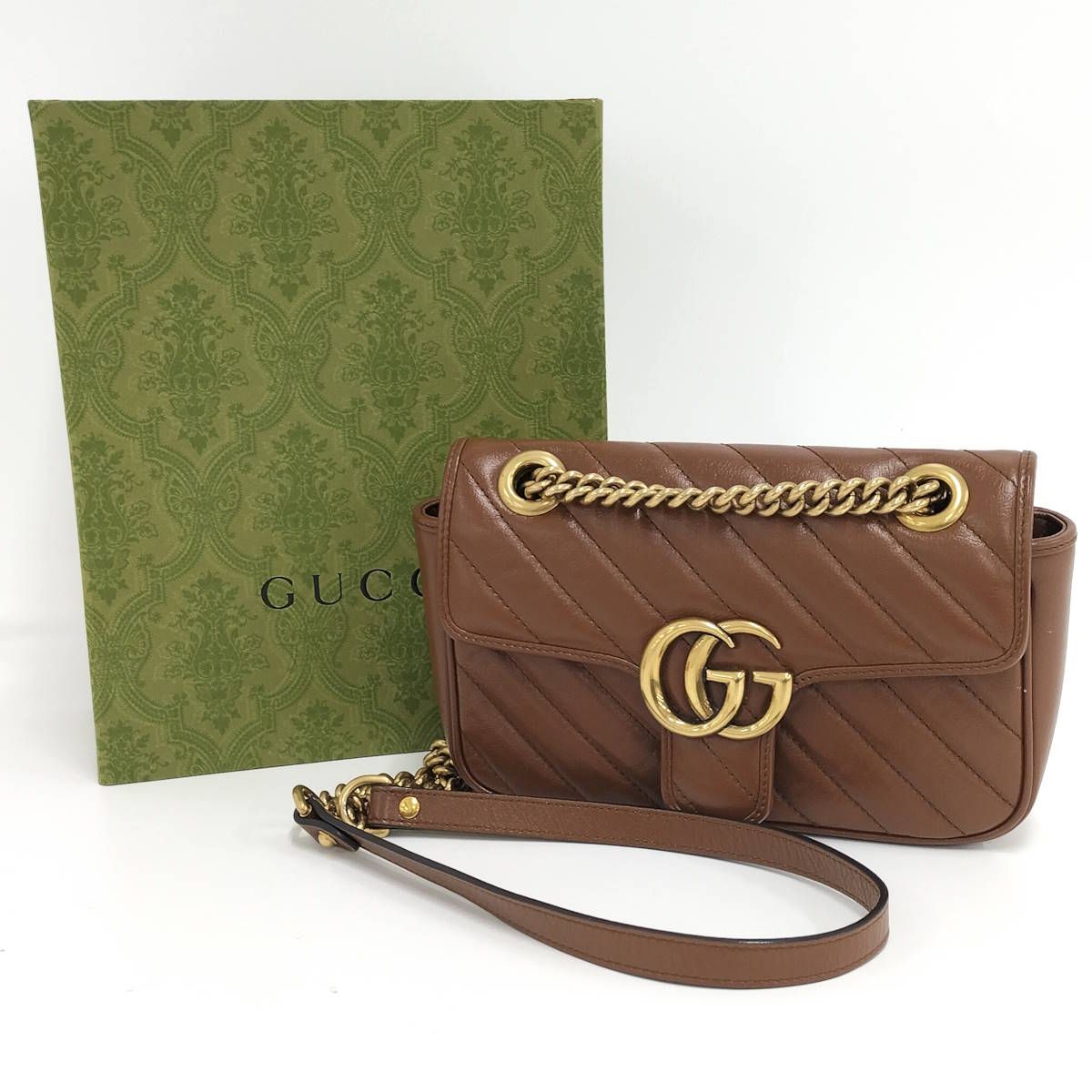 GUCCI GGマーモント ショルダーバッグ レザー ブラウン 446744 - メルカリ