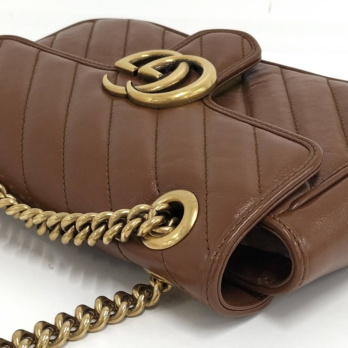 GUCCI GGマーモント ショルダーバッグ 446744 ブラウン レザー GGマーモント〕スモール ショルダーバッグ ・トープ レザー | GUCCI公式