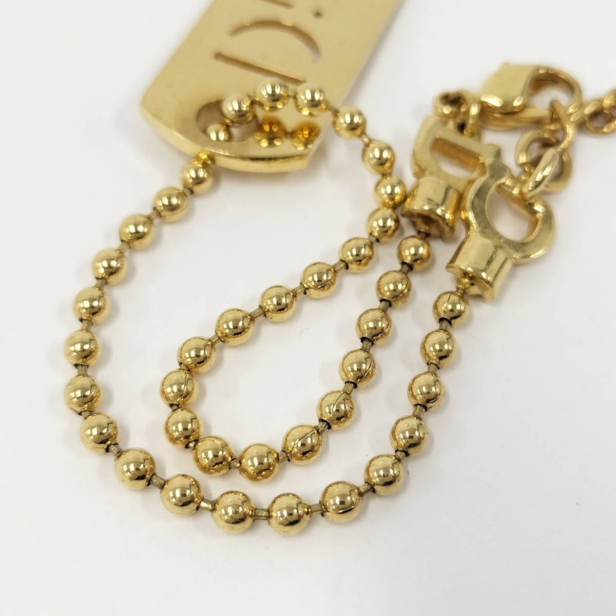 Christian Dior ドッグタグ ブレスレット ロゴプレート ゴールド