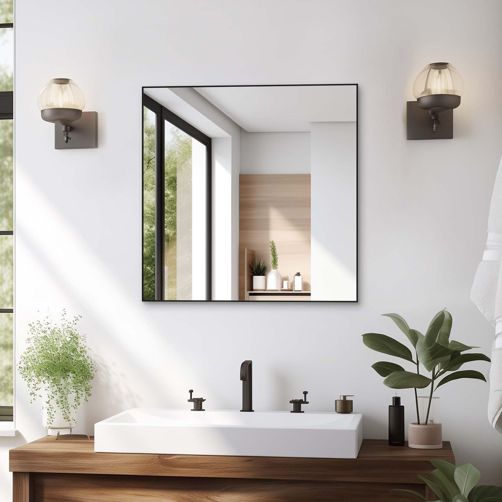 新品 BEAUTME ミラー 壁掛けミラー 洗面鏡 姿見 壁掛け 浴室鏡 軽量