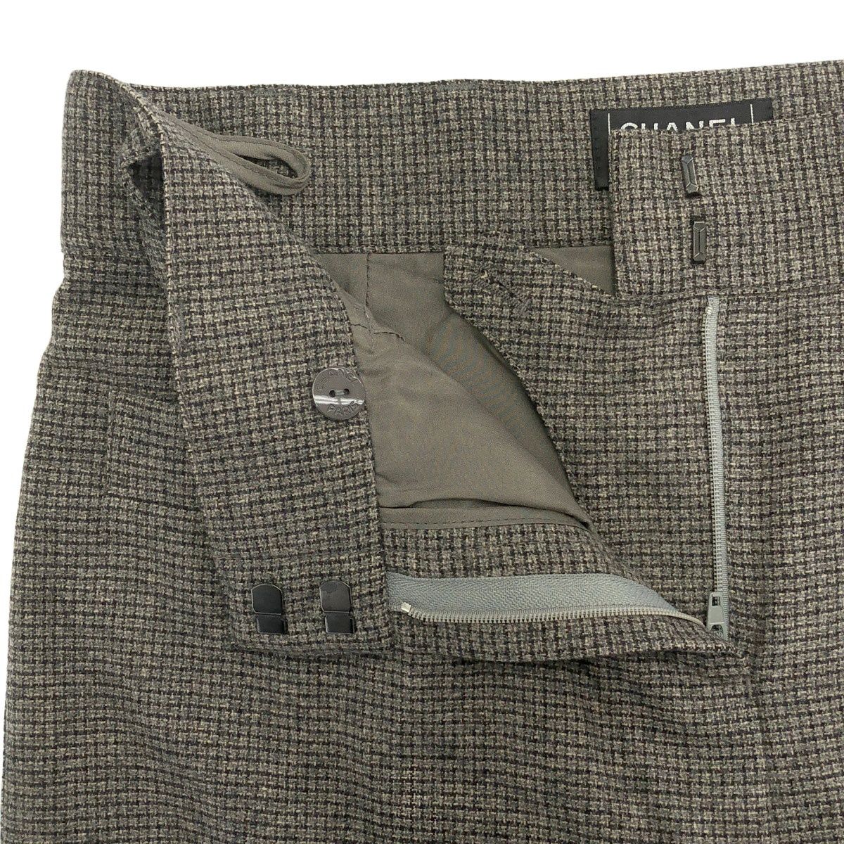 CHANEL シャネル 2005AW ココマークボタンチェックワイドパンツ