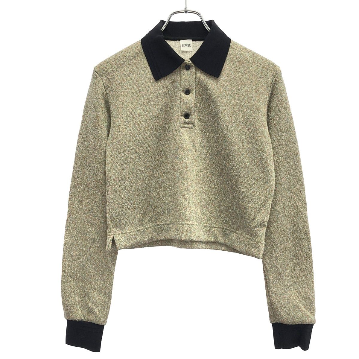 BOWTE バウト 24AW LLIC THREAD POLO COLLAR グリッターラメニットポロトップス 242-02-0003 グリーン F BOWTE バウト 24AW LLIC THREAD POLO COLLAR グリッターラメニットポロ