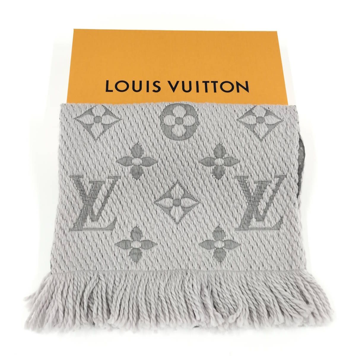 LOUIS VUITTON エシャルプロゴマニア　グレー　 M74742 LOUIS VUITTON Scarf M74742 Escalp Logo Mania wool/silk gray gray