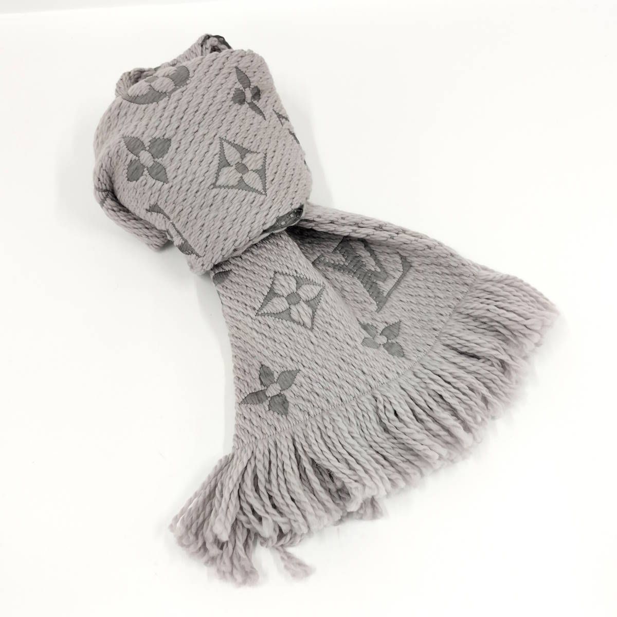 LOUIS VUITTON エシャルプ ロゴマニア マフラー モノグラム グレー