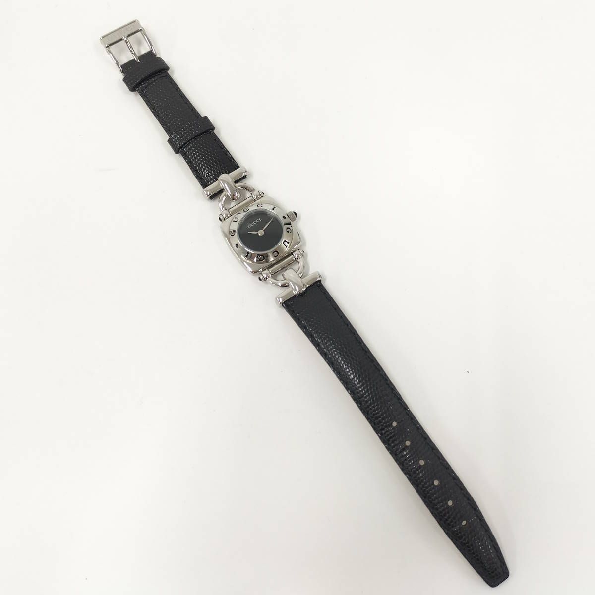 GUCCI レディース 腕時計 ホースビット クオーツ 革ベルト ブラック
