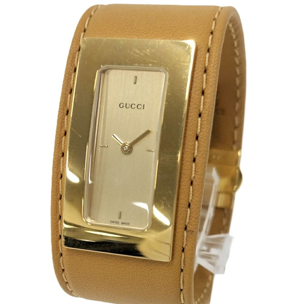 GUCCI レディース 腕時計 バングルウォッチ クオーツ SS レザー