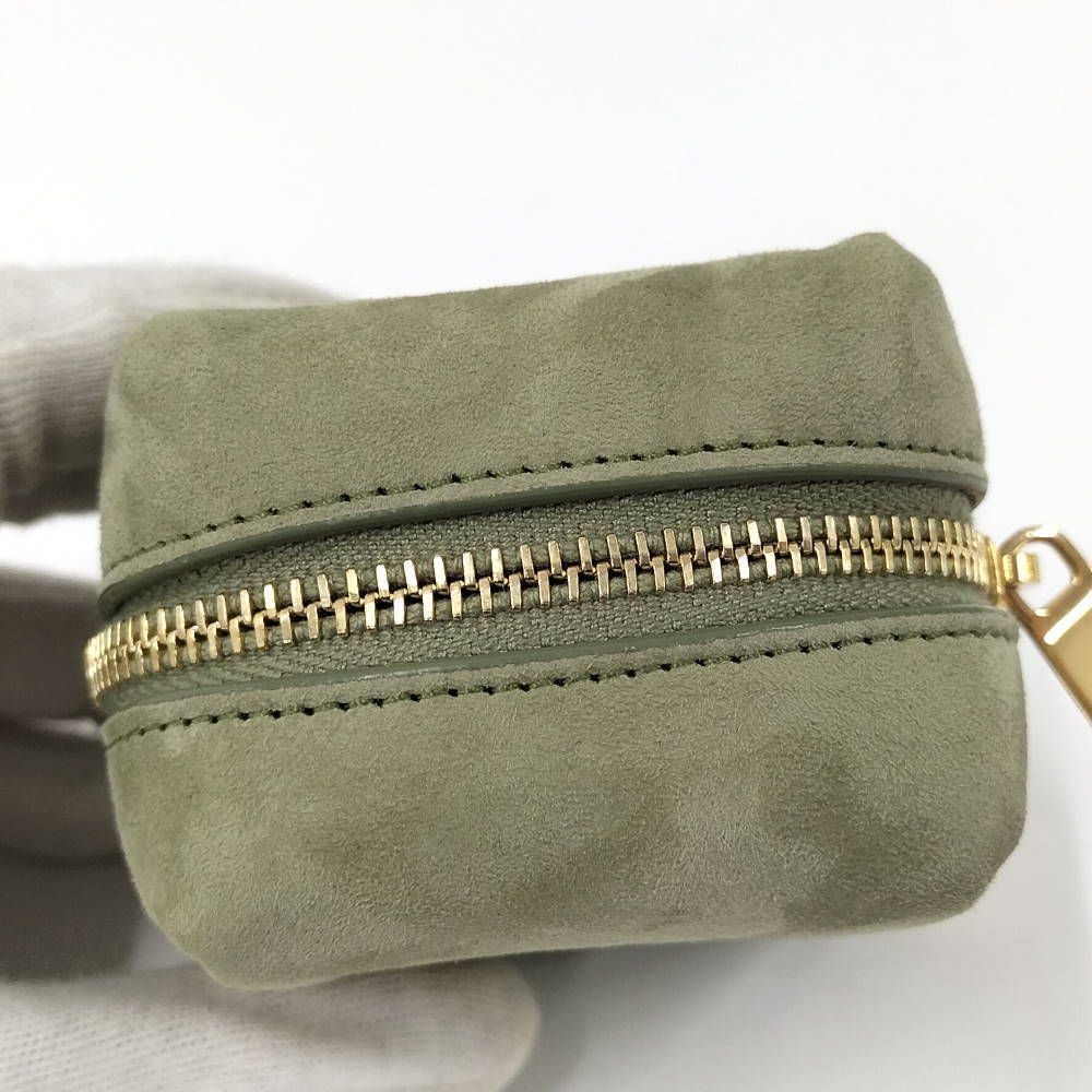 SAINT LAURENT ジェイミーキューブチャーム ポーチ スエード レザー