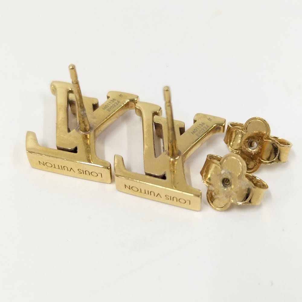 美品 Louis Vuitton ゴールド LVロゴ アイコニック ピアス 片耳 Louis Vuitton ゴールド ピアス