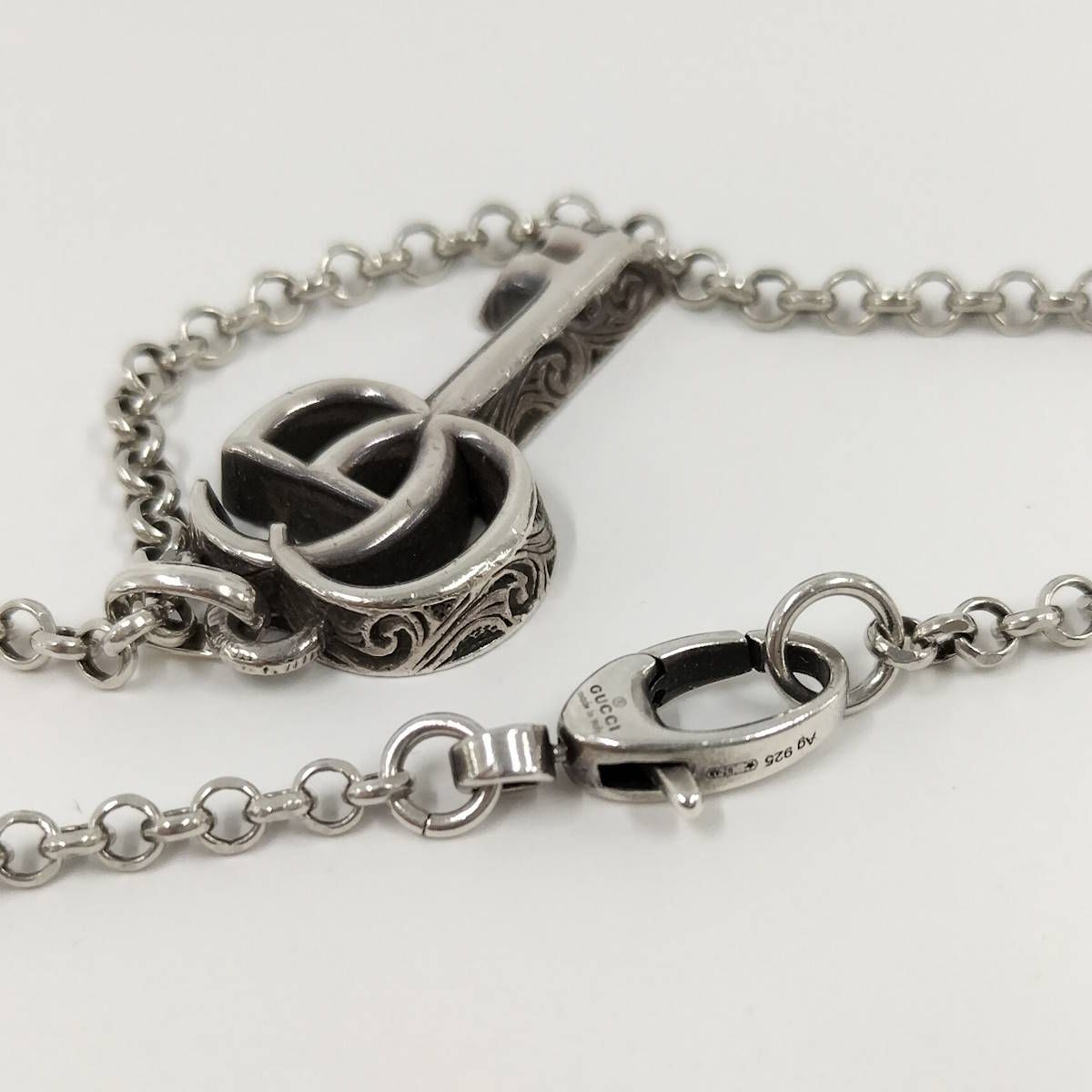 GUCCI ダブルG キーモチーフ シルバー ネックレス SV925 GUCCI（グッチ） ダブルG キーモチーフ シルバー ネックレス SV925
