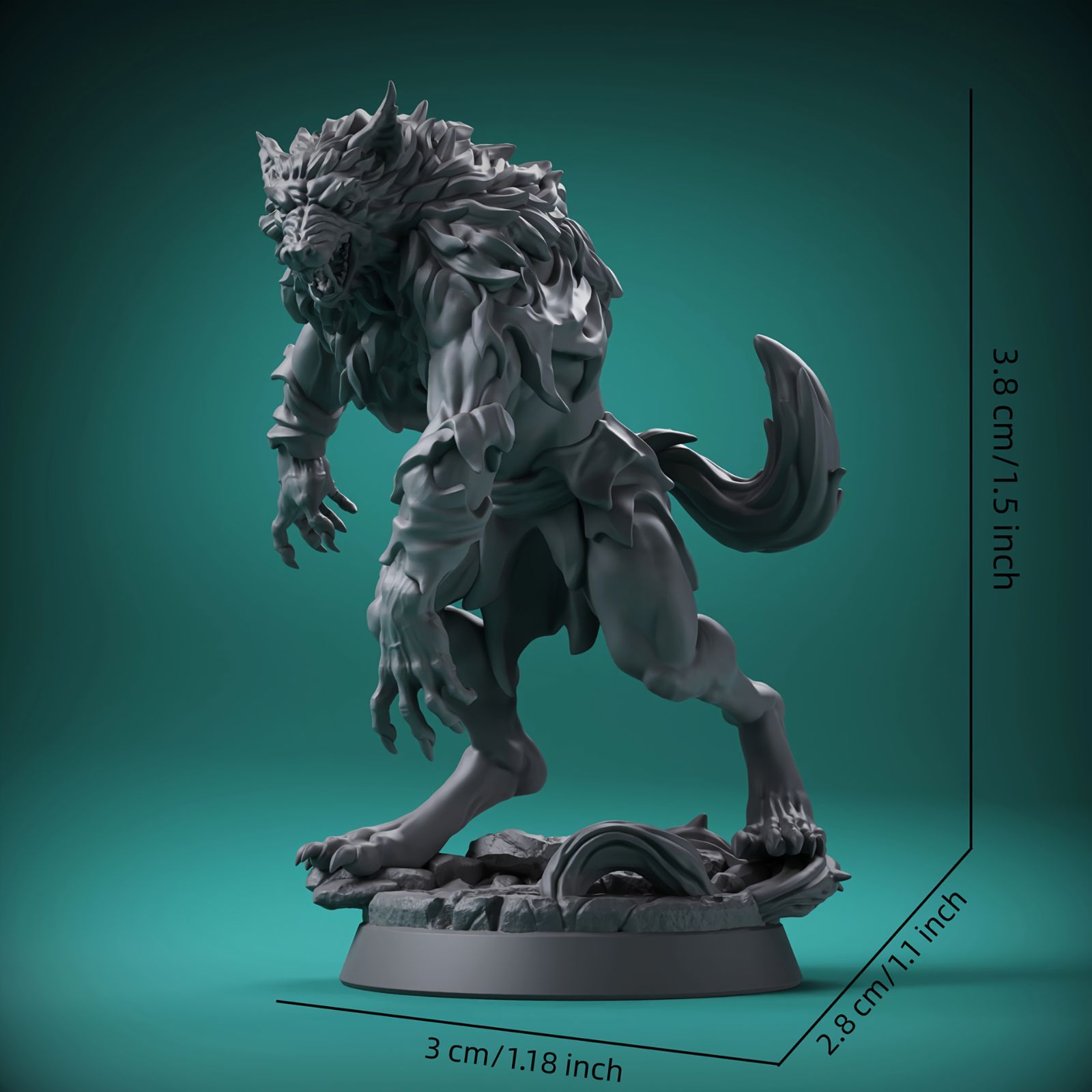 フィギュア 怒ったオオカミ 化け物 3.8cm 狼 ウルフ ファンタジー