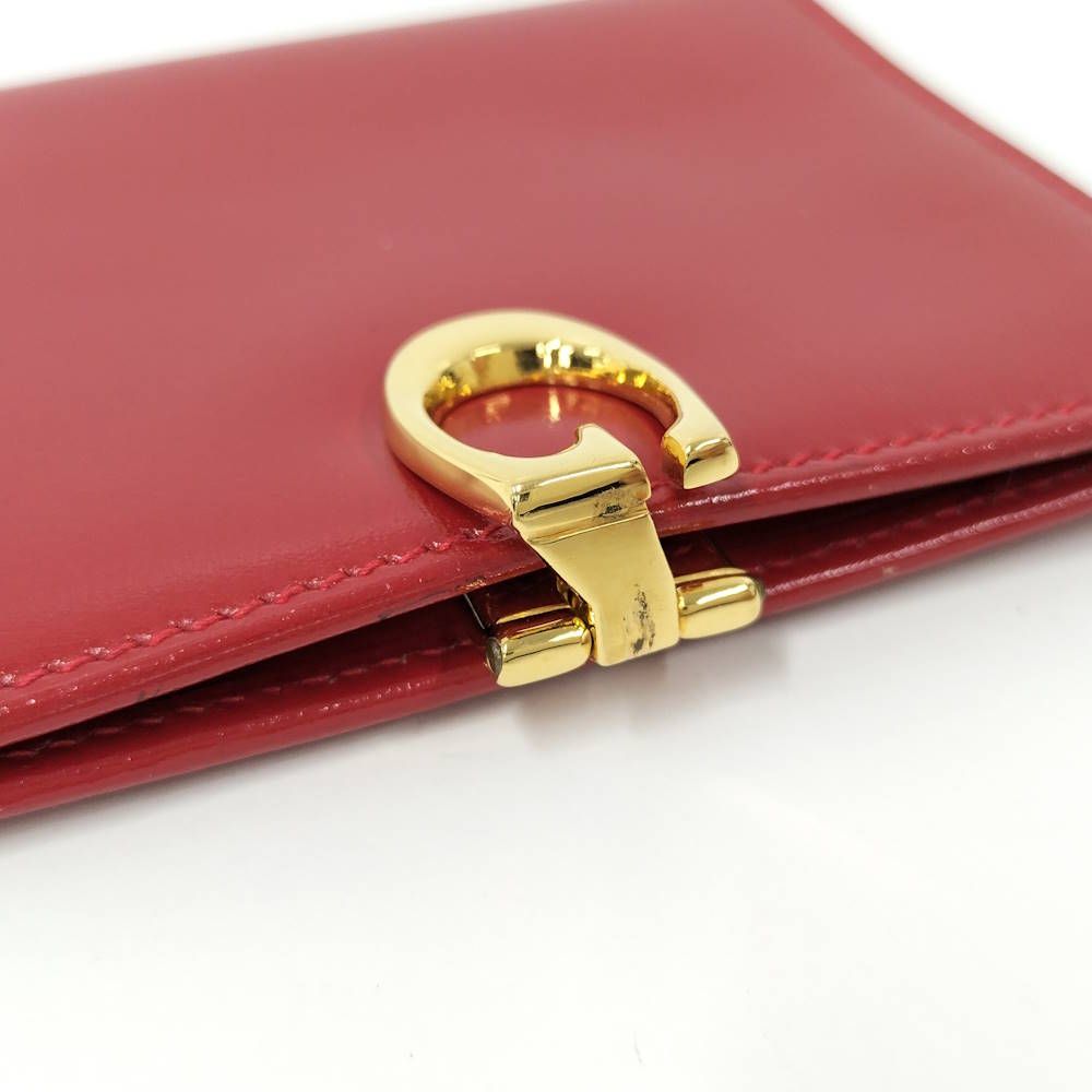 GUCCI 二つ折り財布 札入れ Gロゴ ゴールド金具 レザー レッド - メルカリ