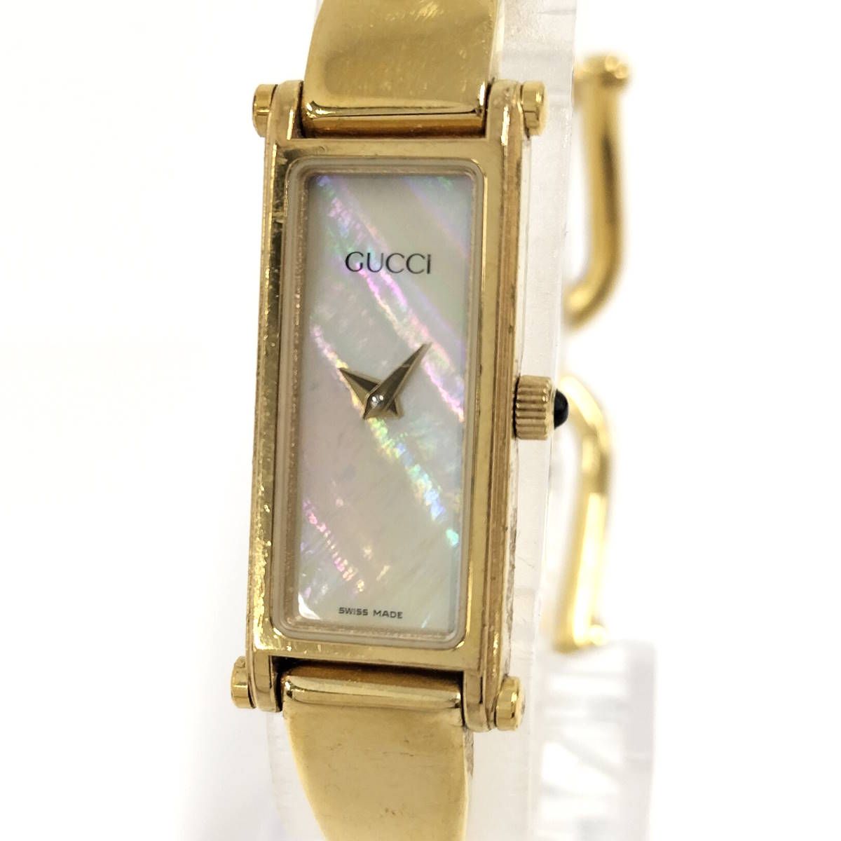 GUCCI レディース 腕時計 バングルウォッチ クオーツ SS ホワイト