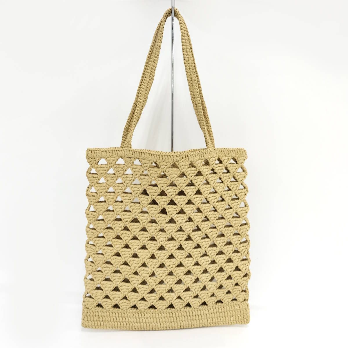 PRADA クロシェ トートバッグ ラフィア ベージュ 1BG493 - メルカリ