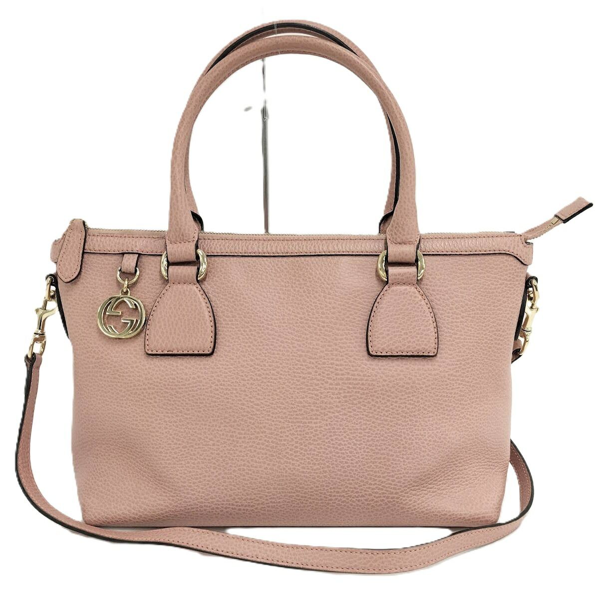 GUCCI 2WAYショルダーバッグ インターロッキングG レザー ピンク  