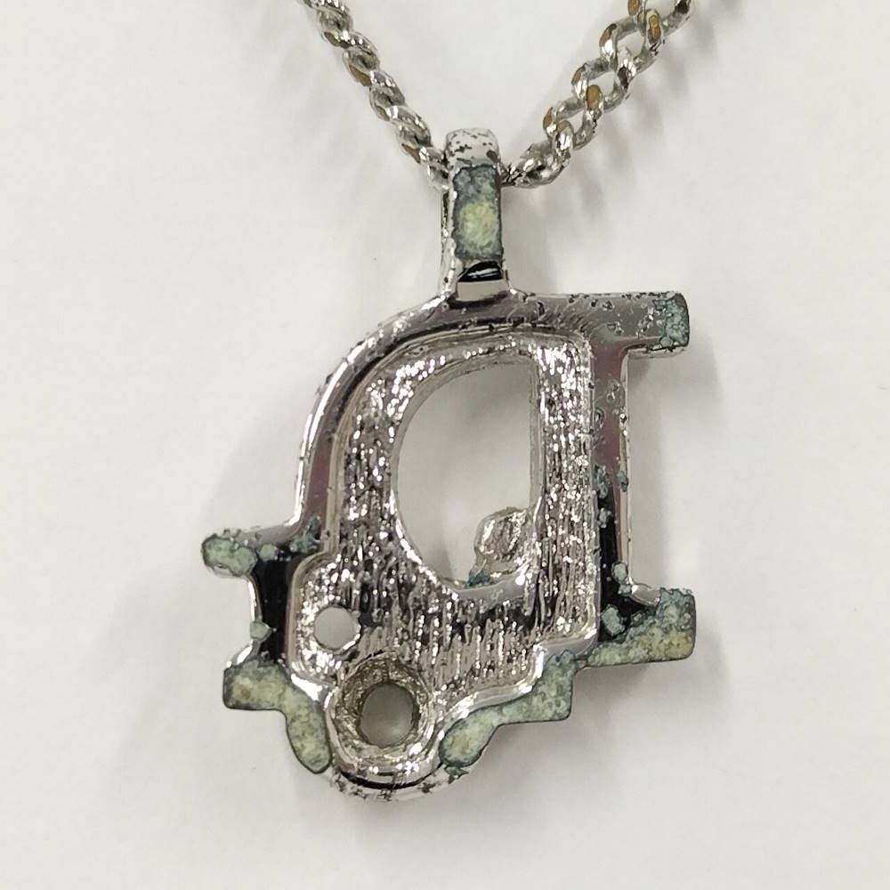 Christian Dior ロゴ ネックレス シルバー ラインストーン メッキ
