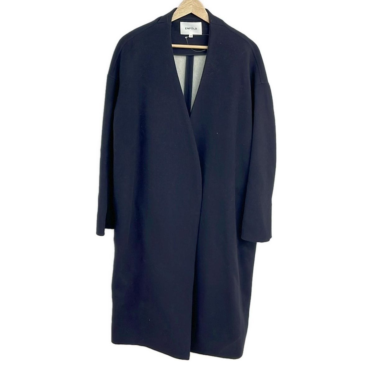 ENFÖLD ネイビー ウールコート 38号 ENFOLD エンフォルド ウールメルトンチェスターコート ネイビー 38