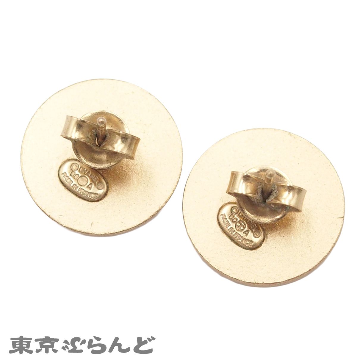 シャネル CHANEL ピアス ラウンド ココマーク ゴールド メタル ライン