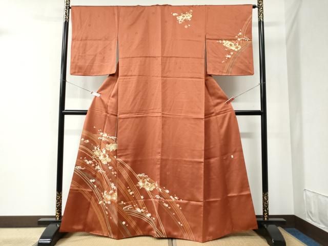 平和屋着物○十日町老舗ブランド 吉澤友禅 吾妻徳穂 訪問着 立波花筏文 