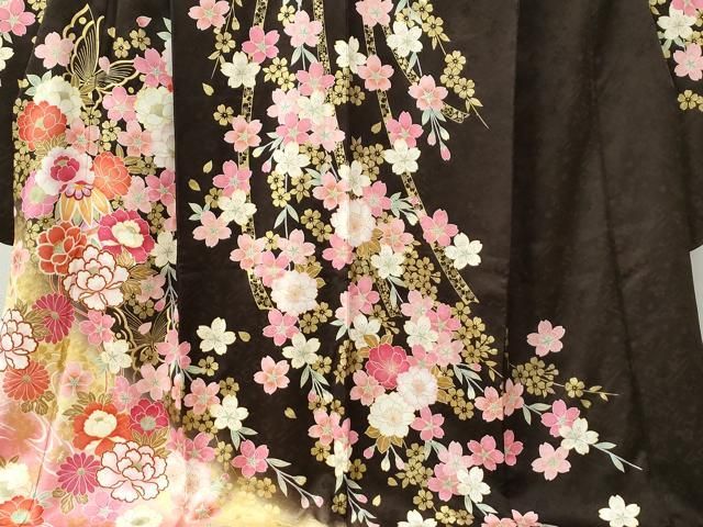 平和屋着物●豪華振袖　牡丹花蝶文　暈し染め　金彩　正絹　逸品　CABC6468yc 平和屋着物○豪華振袖 牡丹花蝶文 暈し染め 金彩 正絹 逸品 CABC6468yc