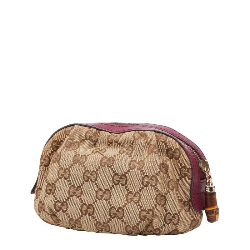 GUCCI グッチ　バンブー レザーポーチ/化粧ポーチ246175 パープル紫 GUCCI グッチ バンブー レザーポーチ/化粧ポーチ246175 パープル紫