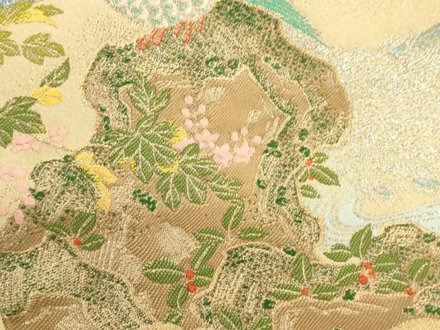平和屋着物○龍村晋謹製 六通柄袋帯 鳳凰花文 真文様 金銀糸 正絹 逸品