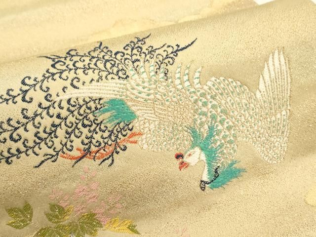平和屋着物○龍村晋謹製 六通柄袋帯 鳳凰花文 真文様 金銀糸 正絹 逸品