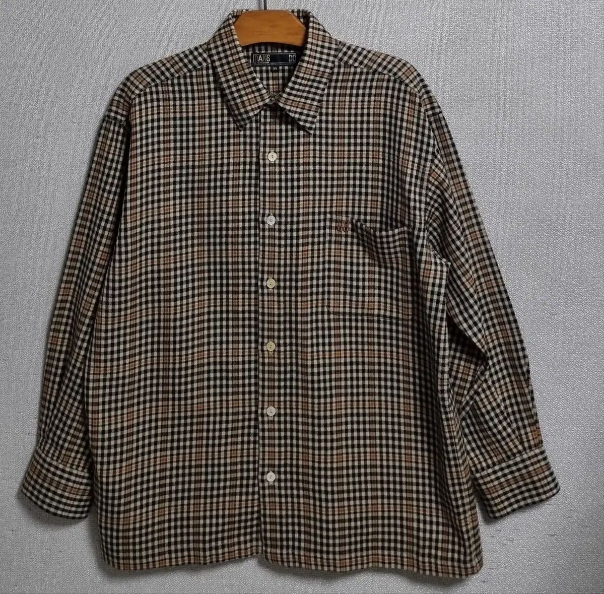 M (66) DAKS ダックス チェック ウール100% シャツ ブラウス - メルカリ