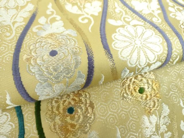 平和屋着物●西陣　いづくら謹製　六通柄袋帯　唐織　瀬音　御香染　宮むらさき　菊　金銀糸　証紙付き　正絹　逸品　未使用　DABB4463ps 平和屋着物○西陣 いづくら謹製 六通柄袋帯 唐織 瀬音 御香染 宮