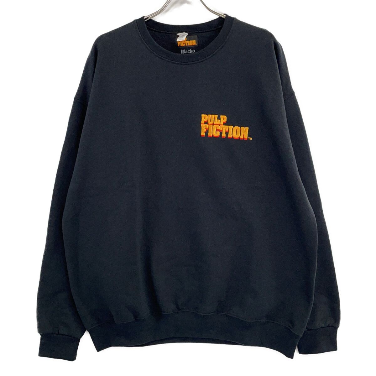 WACKO MARIA ワコマリア ×PULP FICTION ﾊﾟﾙﾌﾟﾌｨｸｼｮﾝ ﾌﾞﾗｯｸ ｽｳｪｯﾄﾄﾚｰﾅｰ