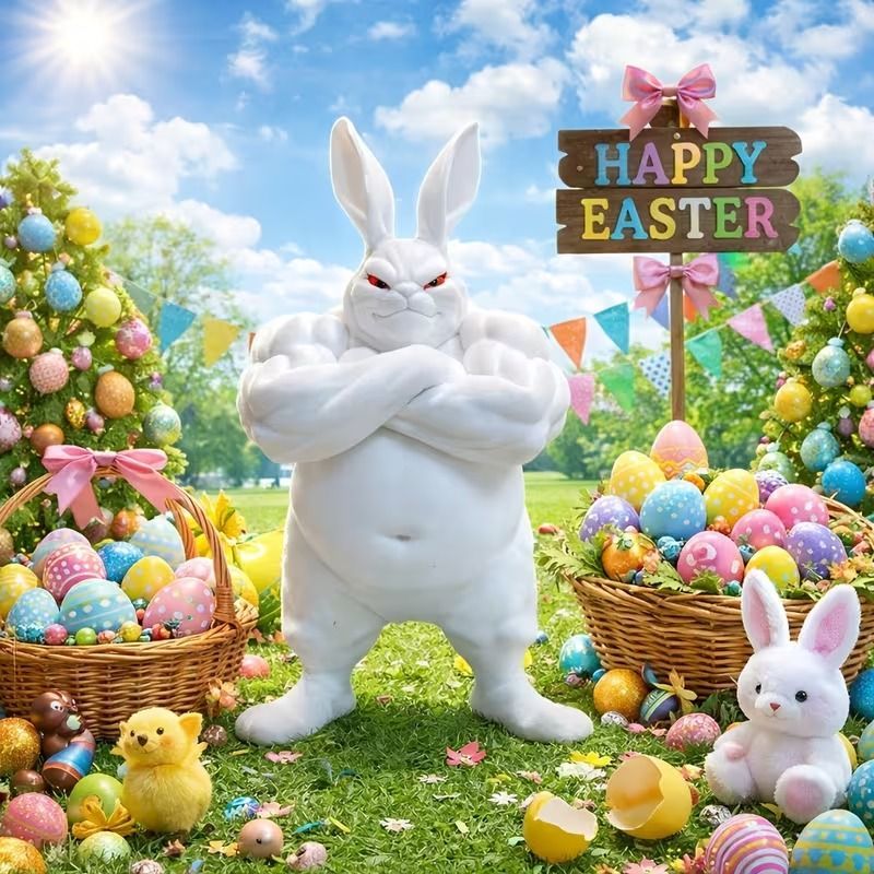 フィギュア マッスルうさぎ 8cm 腕組みするウサギ マッチョ 筋肉 二足