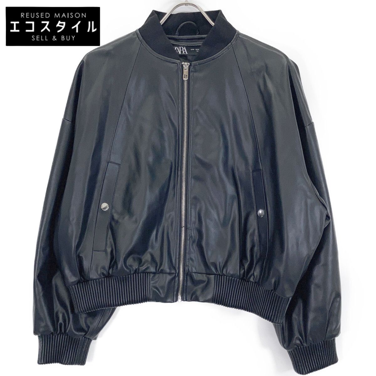 ZARA ザラ ﾌﾞﾗｯｸ ﾌｪｲｸﾚｻﾞｰ ﾎﾞﾝﾊﾞｰｼﾞｬｹｯﾄ M 【公式通販】