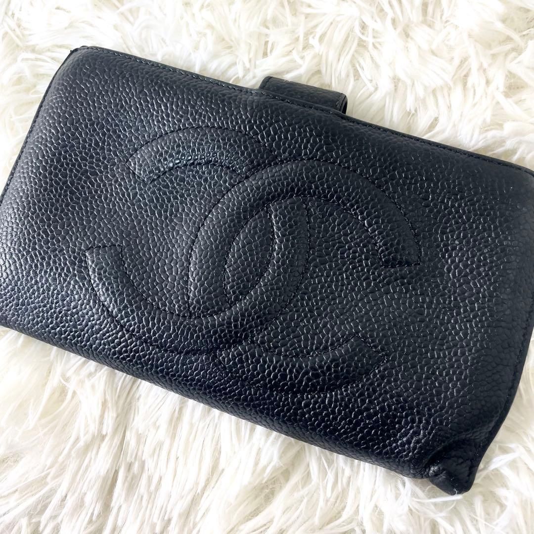 シャネル CHANEL 二つ折り財布 ココマーク ブラック 黒 レザー - メルカリ