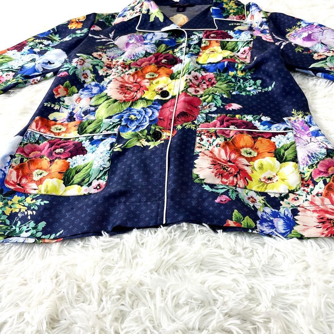 ルイヴィトン シルク 花柄 長袖シャツ 36サイズ 派手 モノグラム