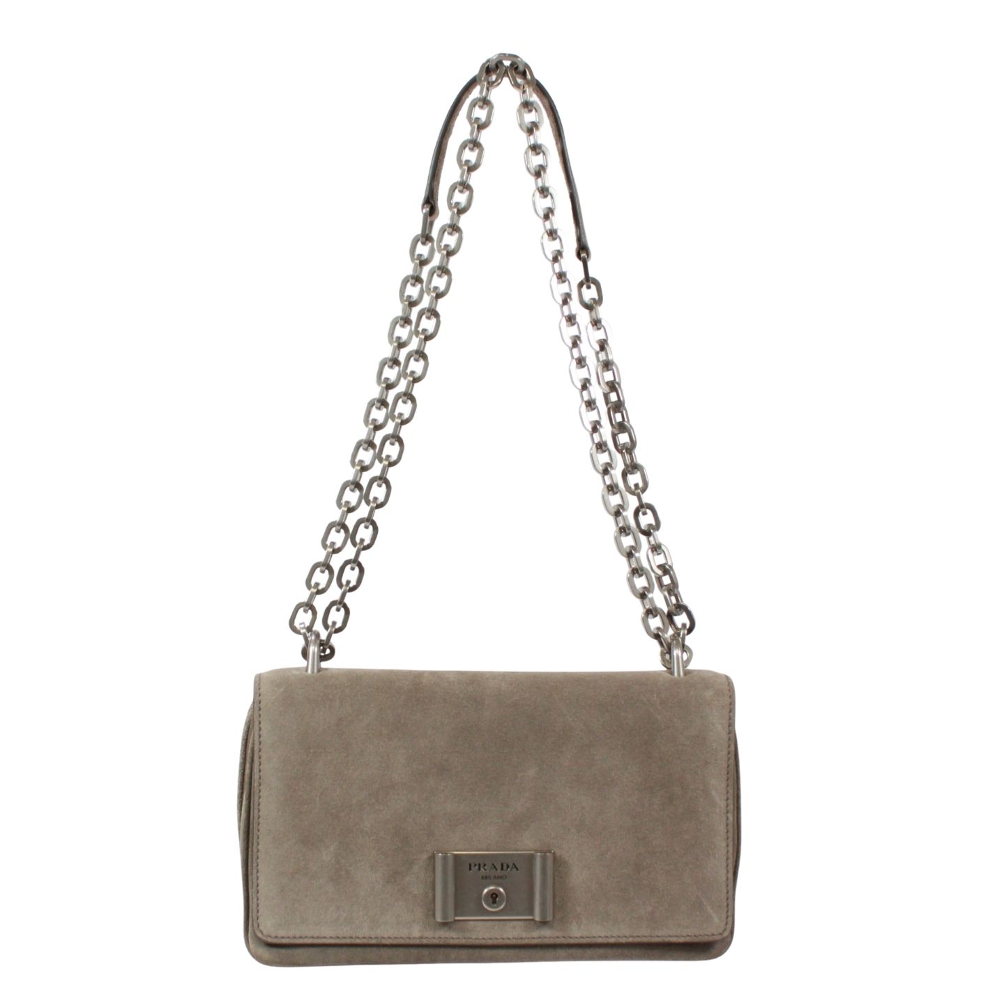 PRADA プラダ チェーンショルダー ショルダーバッグ スウェード グレー 