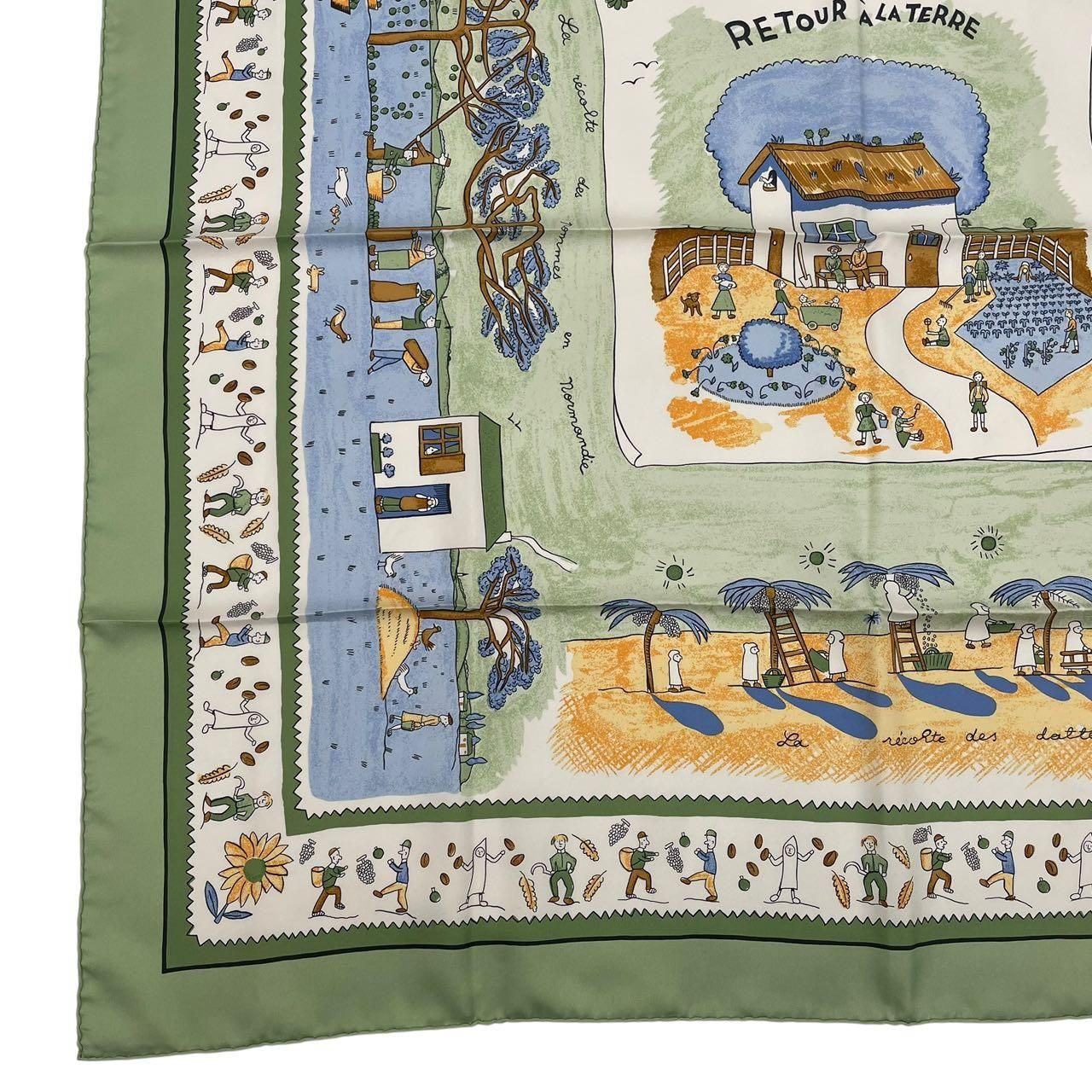 新品同様 HERMES エルメス スカーフ カレ90 RE TOUR A LA TERRE 故郷に